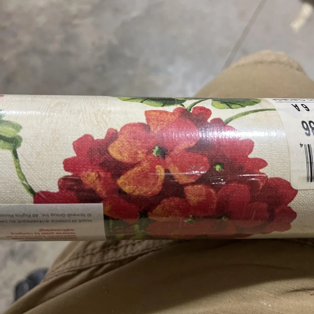 Norwall Vinyl Wallpaper Floral Red Hydrangea‎ 10.9 Yd x 20.4 in Vintage